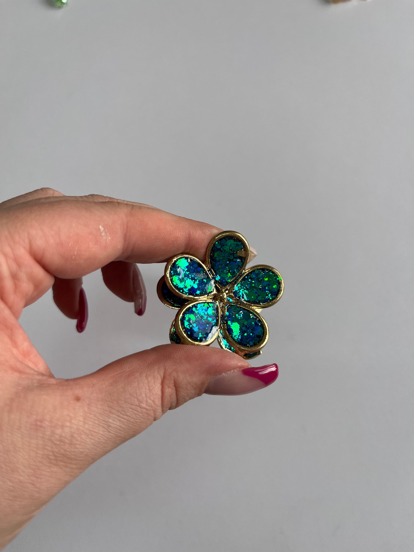 Glitzer Blumenhaarspangen