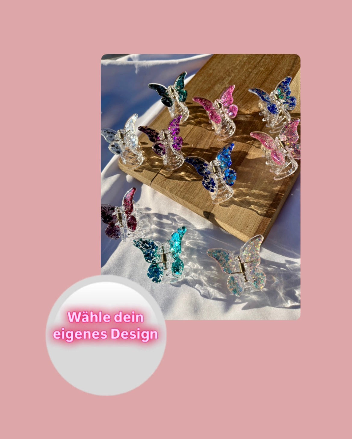 Glitzer Schmetterlingsspangen Wunschanfertigung