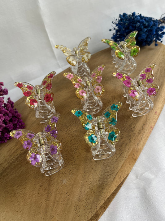 Schmetterlings Blumen Haarspangen gold