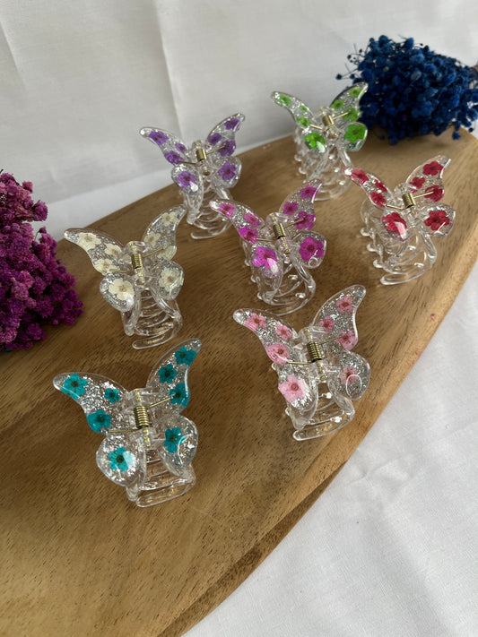 Schmetterlings Blumen Haarspangen Silber