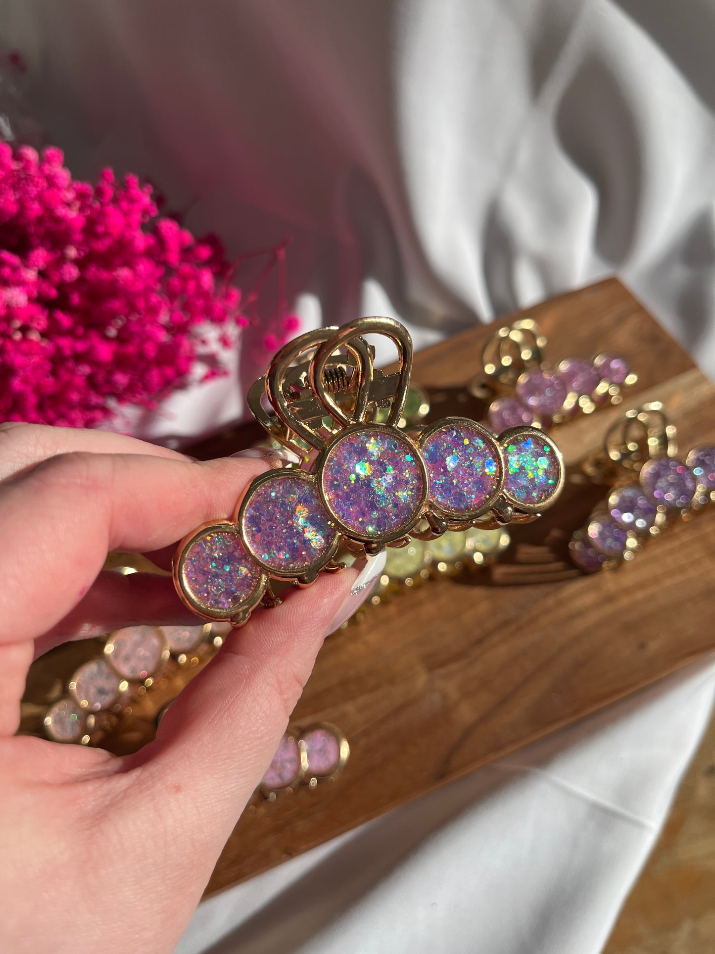 Glitzer Kreis Haarspange
