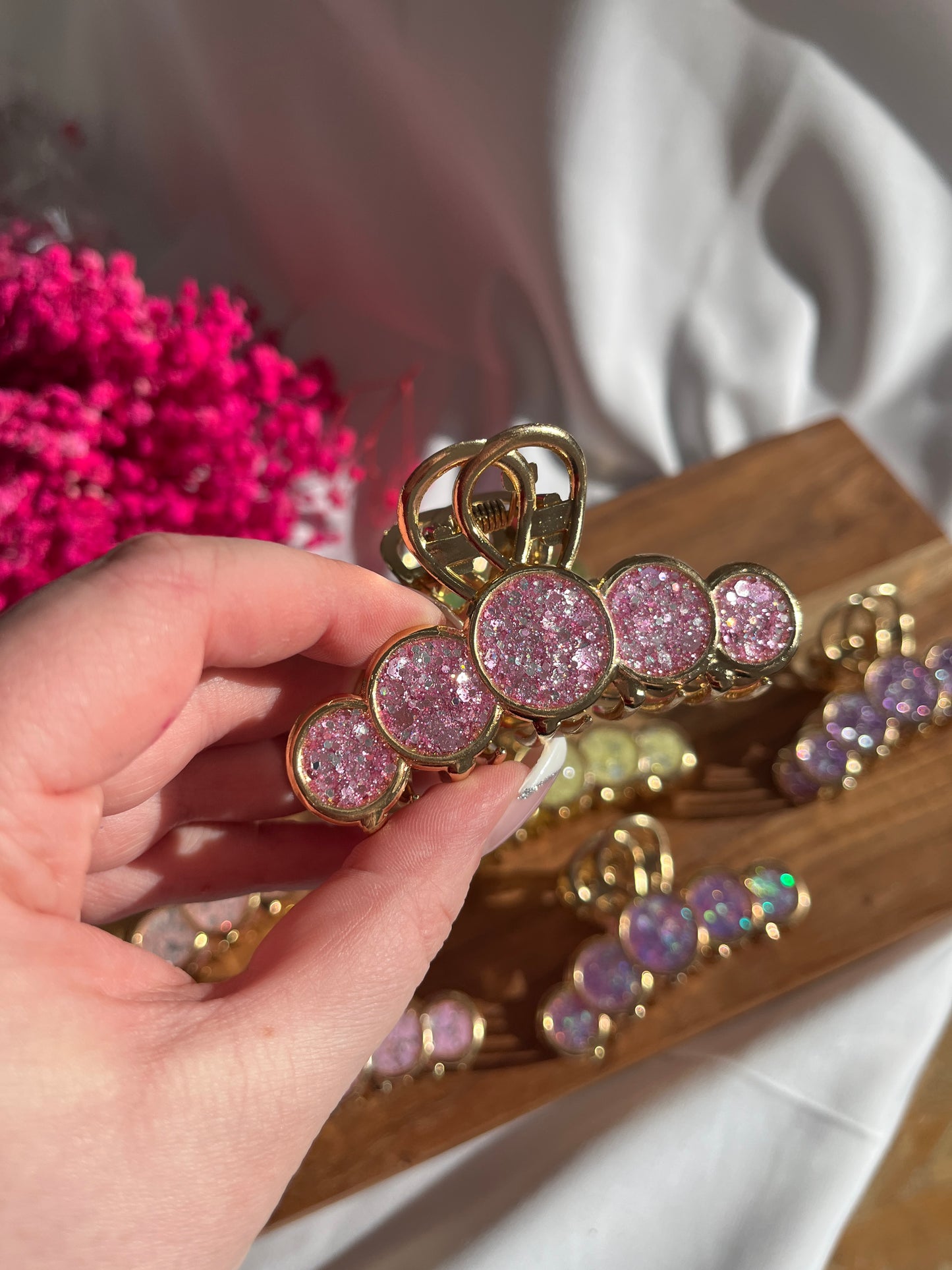 Glitzer Kreis Haarspange