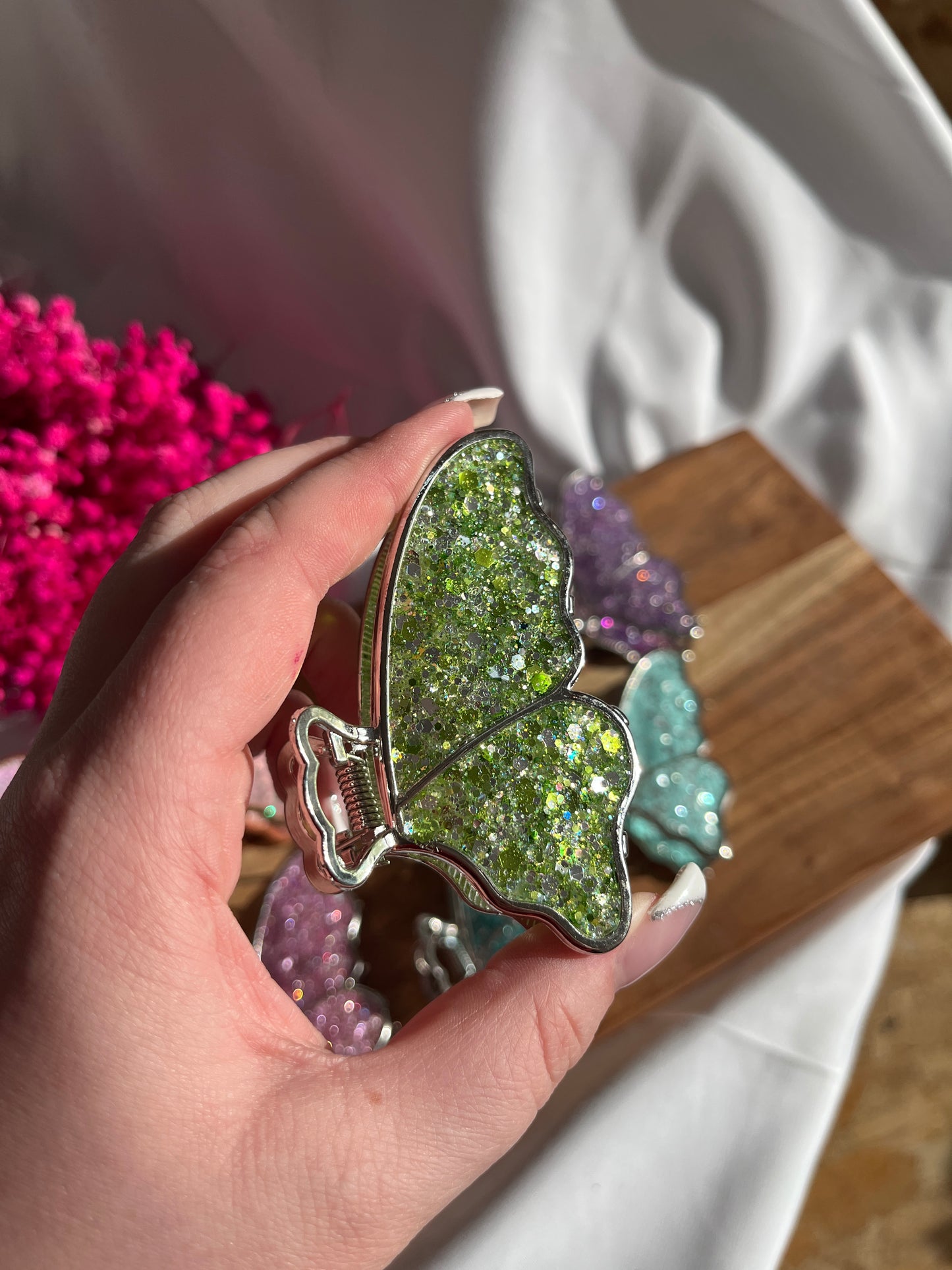 XL Glitzer Schmetterlinge silber und gold