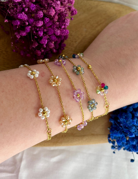 Edelstahl Blumenarmband gold